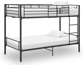 Divstāvīga gulta VLX Metal 287910, melna, 208 x 96 cm