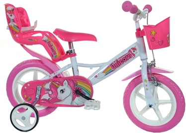 Детский велосипед Dino Bikes Unicorn, белый/розовый, 12″