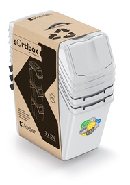 Atkritumu šķirošanas sistēma Prosperplast Sortibox, 3 x 25 l, pelēka