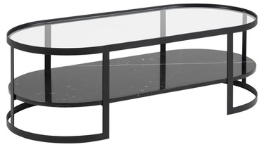 Kafijas galdiņš Actona Noville/Elki Oval, caurspīdīga/melna, 1210 mm x 560 mm x 400 mm
