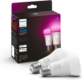LED lampa Philips Hue White & Color LED, daudzkrāsaina, E27, 6.5 W, 570 - 830 lm, 2 gab.