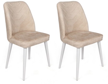 Ēdamistabas krēsls Kalune Design Dallas 580 V2 974NMB1662, matēts, balta/bēša, 49 cm x 50 cm x 90 cm, 2 gab.