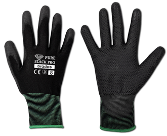 Рабочие перчатки перчатки Bradas Pure Black Pro, для взрослых, полиуретан/полиэстер, черный/зеленый, 8, 6 шт.