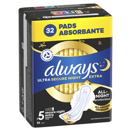 Higiēniskās paketes Always Ultra Secure Night Extra Size 5, 32 gab.