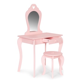 Komplekts EcoToys Dressing Table with a Mirror + Stool, 43 cm x 65 cm x 60 - 110 cm