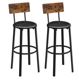Baro kėdė Songmics Bar Chairs, matinė, ruda/juoda, 39 cm x 39 cm x 100 cm, 2 vnt.