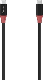 Kabelis Hama, 2 x USB-C, 0.8 m, melna/sarkana