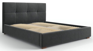 Кровать двухместная Micadoni Home Sage Velvet, 140 x 200 cm, темно-серый, с решеткой