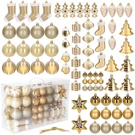 Ziemassvētku eglītes rotaļlieta Springos 10717494, zelta, 77 gab.