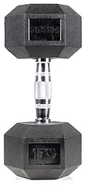 Hantele Proud Hex Rubberized Dumbbell, 15 kg