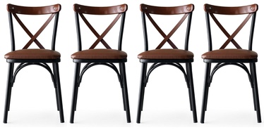 Ēdamistabas krēsls Kalune Design Ekol 1332 974NMB1175, brūna/melna, 40 cm x 42 cm x 81 cm, 4 gab.