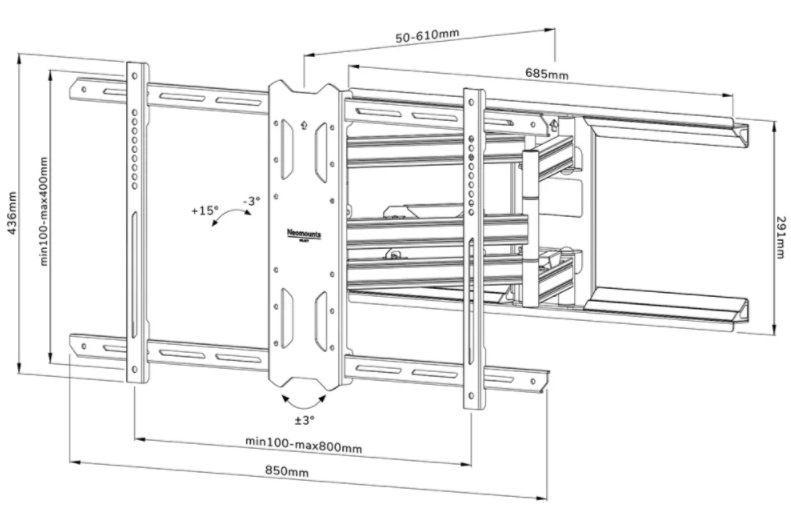 Полка Neomounts By Newstar WL40S-850BL18, 43-86″, 60 кг