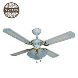 Griestu ventilators ar lampu Domoletti Retro NS42-WP-R4C3BEA, 60 W, 3 gab.
