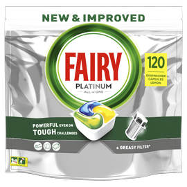 Fairy Platinum All in One Tabletes Trauku Mašīnai Lemon, 120 Tabletes