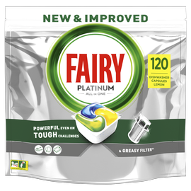 Fairy Platinum All In One Lemon Indaplovių Tabletės, 120 Tabl.