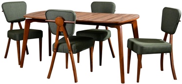 Обеденный комплект Kalune Design Liçi Wooden, зеленый/орех