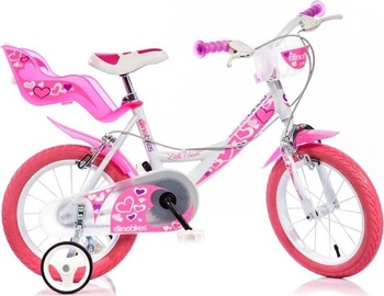 Детский велосипед Dino Bikes Little Heart, белый/розовый, 16″