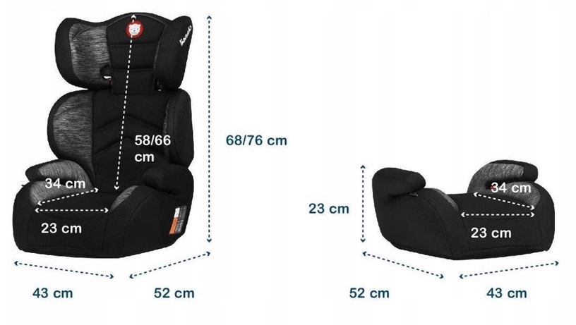 Автомобильное сиденье Lionelo Lars, 15 - 36 kg, черный/темно-серый (поврежденная упаковка)