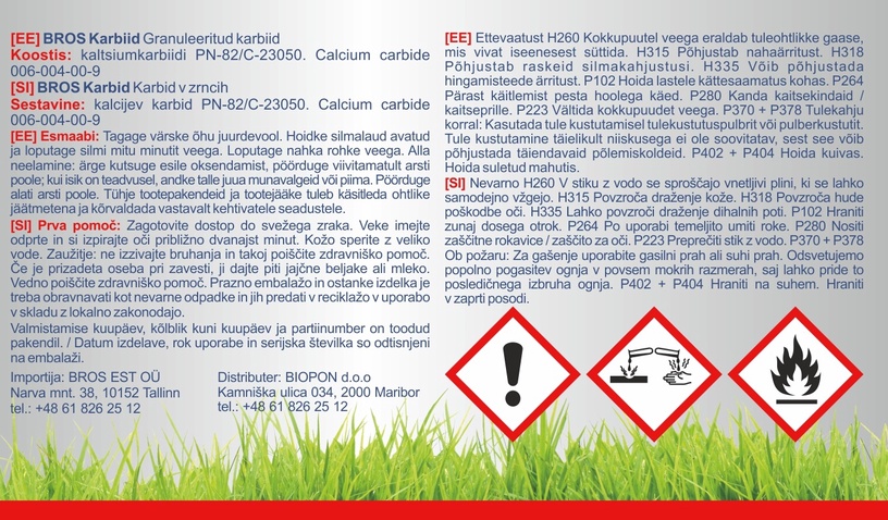 Ķīmiska viela pret kaitēkļiem Bros kurmis iznīcinātājs Calcium carbide, 500 g