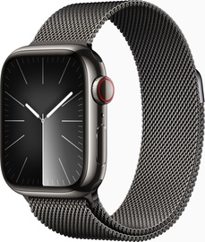 Умные часы Apple Watch Series 9 GPS + Cellular, 41mm Graphite Stainless Steel Graphite Milanese Loop, черный