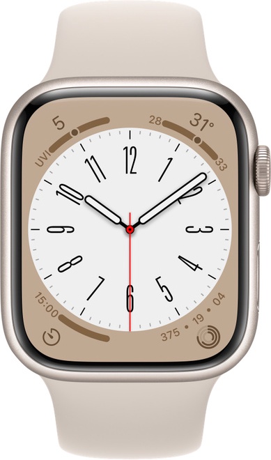 Умные часы Apple Watch Series 8 GPS + Cellular 45mm Starlight Aluminium Case with Starlight Sport Band - Regular, бежевый