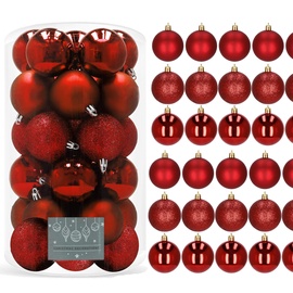 Jõulupuu ehe Springos CA0006, punane, 6 cm, 6 cm, plastik, 30 tk