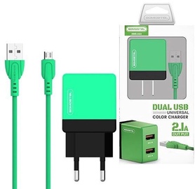 Зарядное устройство для телефона Somostel SMS-A53, 2 x USB 2.0, зеленый