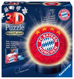 3D mīkla Ravensburger Ball Nightlight FC Bayern Munich 121779, 15.9 cm, sarkana