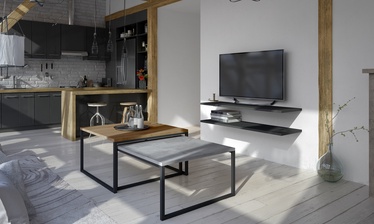 Kohvilaudade komplekt Nevio, hall, 60 - 69 cm x 69 cm x 34 - 39 cm