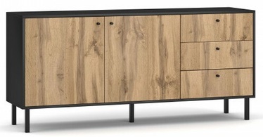 Комод Bospe 3S2D, черный/дубовый, 160 x 42 см x 75.9 см