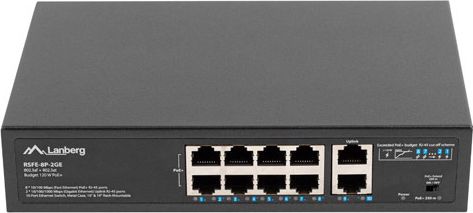 Коммутатор (Switch) Lanberg 8X 100MB POE+/2X 1GB