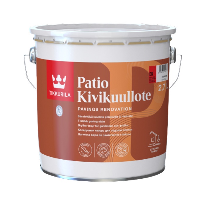 Краска для бетона Tikkurila Patio Kivikuullote, прозрачная, 2.7 л