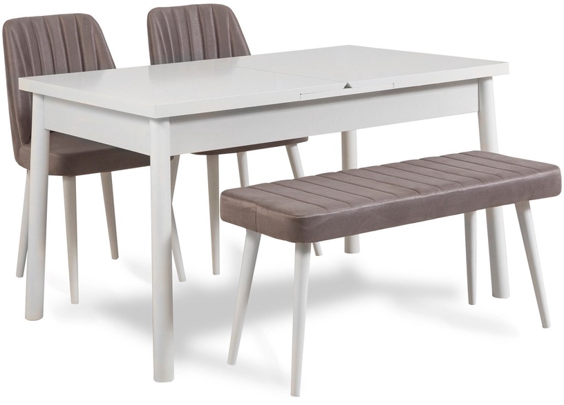 Ēdamistabas komplekts Kalune Design Santiago 0701 - 3 B, balts/pelēks