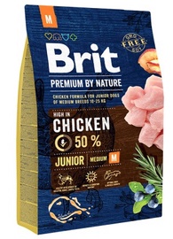 Сухой корм для собак Brit Premium By Nature Junior Medium, курица, 3 кг