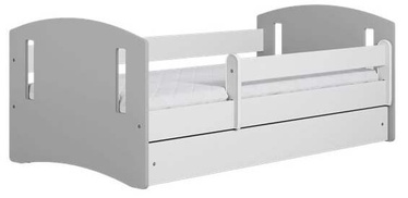 Vaikiška lova viengulė Kocot Kids Classic 2, balta/pilka, 184 x 90 cm, su patalynės dėže