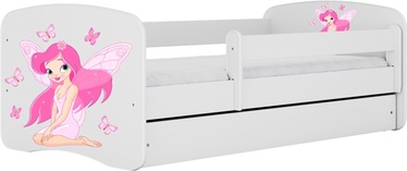 Bērnu gulta vienvietīga Kocot Kids Babydreams Fairy With Butterflies, balta, 144 x 80 cm, ar nodalījumu gultas veļai