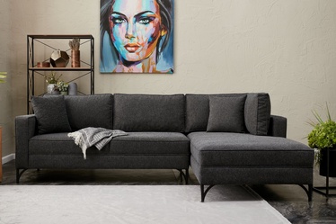 Stūra dīvāns Hanah Home Berlin, melna/antracīta, labais, 181 x 258 x 83 cm