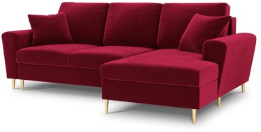 Stūra dīvāns Micadoni Home Moghan Velvet 4 Seats, sarkana, labais, 241 x 145 cm x 88 cm
