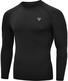 Krekls ar garām piedurknēm, vīriešiem RDX T15 Rash Guard, melna, S