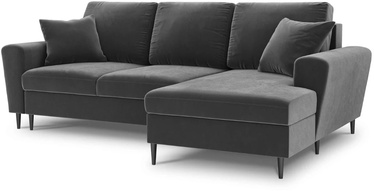 Stūra dīvāns Micadoni Home Moghan Velvet 4 Seats, gaiši pelēka, labais, 241 x 145 cm x 88 cm