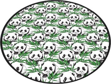 Vannas istabas paklājs Foutastic Panda 359CHL4581, balta/melna/zaļa, 160 cm x 160 cm, Ø 160 cm