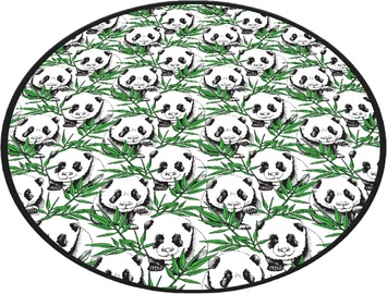 Vannas istabas paklājs Foutastic Green Panda Circle 359CHL4581, balta/melna/zaļa, 160 cm x 160 cm