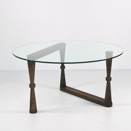 Журнальный столик Kalune Design Yuvarlak S301, ореховый, 80 см x 80 см x 41 см