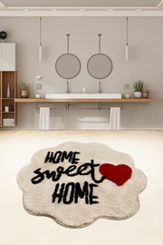 Vannitoa põrandamatt Foutastic Home Sweet Home 359CHL4313, valge/must/punane, 90 cm x 90 cm, Ø 90 cm