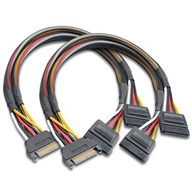 Кабель Akasa SATA male - SATA female 2pcs 15 pin SATA male, 15 pin SATA female, 0.3 м, многоцветный