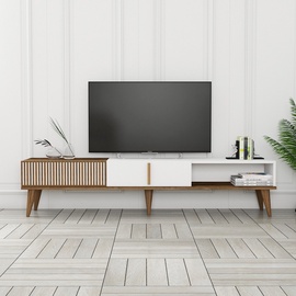TV staliukas Kalune Design Milan Alt, baltas/riešuto, 180 cm x 35 cm x 40 cm