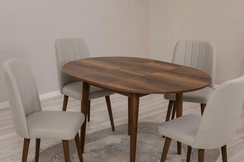 Ēdamistabas komplekts Kalune Design Vina 1005, krēmkrāsas/valrieksts