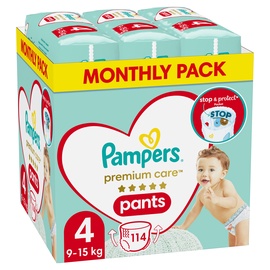 Autiņbiksītes Pampers Premium Care Pants, 4 izmērs, 9 - 15 kg, 114 gab.