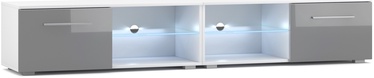 TV-laud Moon Double, valge/hall, 200 cm x 40 cm x 36 cm