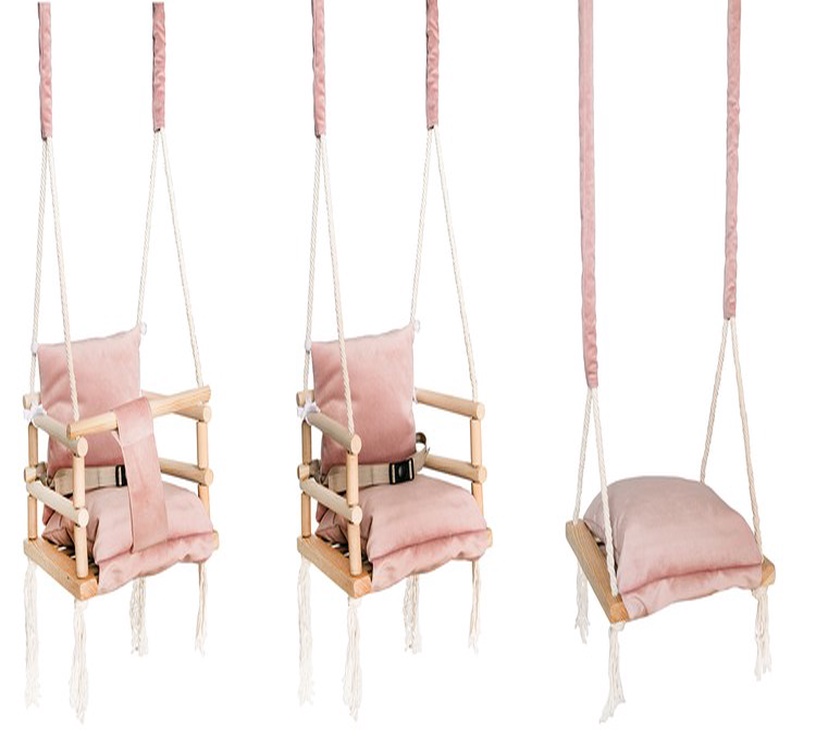 Качели Kruzzel Swing 3in1 H18027, коричневый/розовый